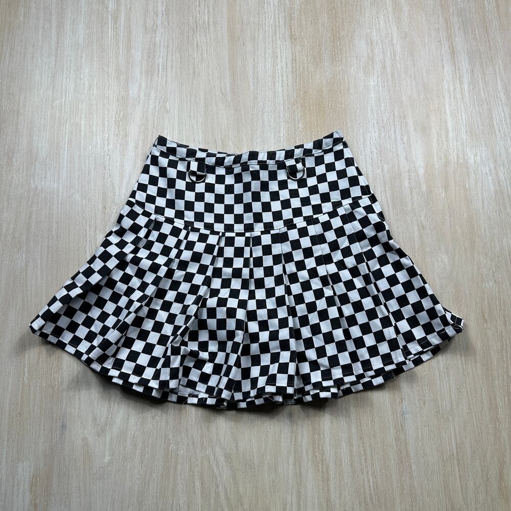 Hot Topic Black White Checkerboard Pleated Suspender Goth Punk Mini Skirt XS